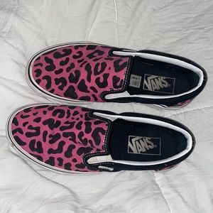 Pink Leopard Print Slip On Vans